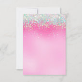 滴スタイリッシュガーリー落するピンクのグリッターサンキューカード サンキューカード (裏面)