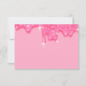 滴スタイリッシュガーリー落するピンクのグリッターサンキューカード サンキューカード (裏面)