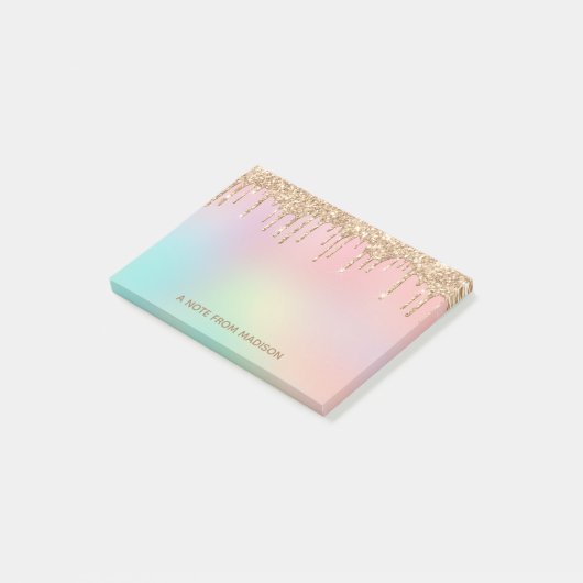 滴パーソナライズされた滴するグリッターの投稿ノート ポストイット (アングル)