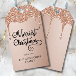 滴パーソナライズされた滴グリッターメリークリスマス ギフトタグ