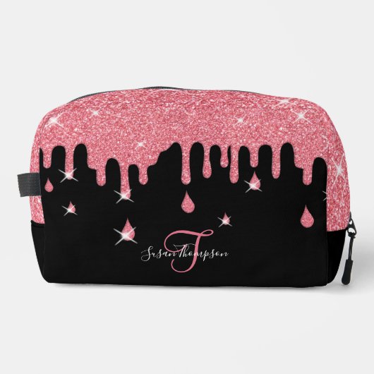 滴パーソナライズされた滴ピンクグリッター効果輝 ドップキット (正面)