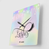 滴モダン滴ホログラフ箔点眼 スクエア壁時計 (傾斜)