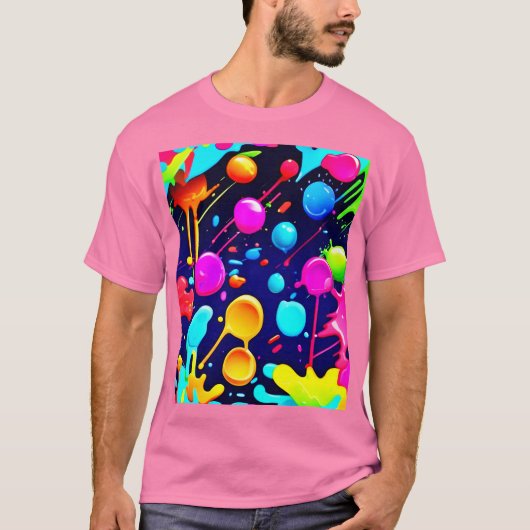 滴下するネオンインクの審美的 Tシャツ (正面)