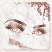 滴下するバラ金ゴールド目 スクエアペーパーコースター (正面)