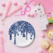 滴下する青い生意気なキラキラ ペーパープレート (パーティー)