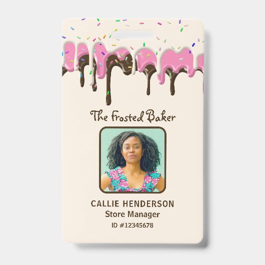 滴下つや消しベーカリー事業社員 バッジ (正面)