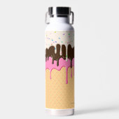 滴下アイスクリーム振りかけるワッフルコーンモノグラム ウォーターボトル (正面)