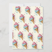 滴下アイスクリーム、黄色のストライプ赤ちゃんシャワー 招待状 (裏面)