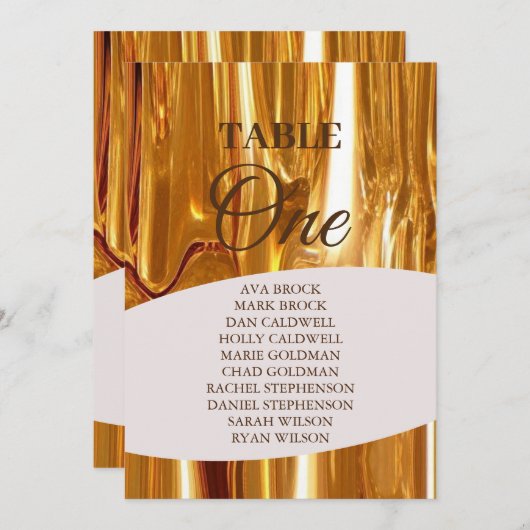 滴下エレガント金ゴールド表1 1座席表 招待状 (正面/裏面)