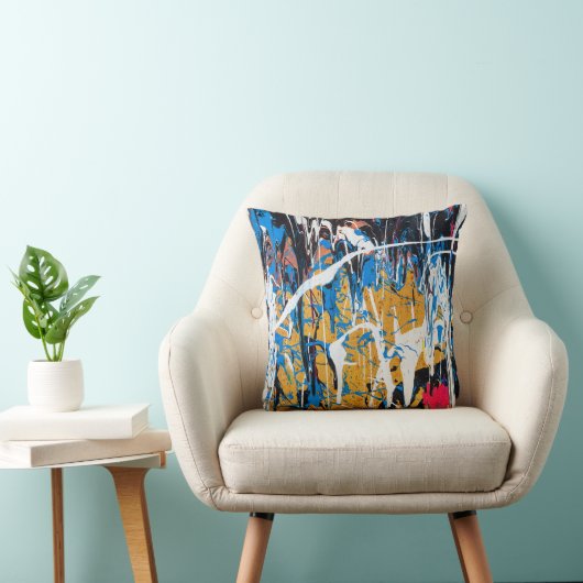 滴下カラフル絵を描:落書き壁 クッション (椅子)