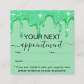 滴下ガーリーグリーングリッターアポイントメント 予約カード (正面)