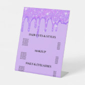 滴下ガーリー紫グリッター台座標識 台座サイン (正面)