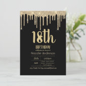 滴下グリッタータイポグラフィ18th女モダンの子 招待状 (スタンド正面)