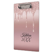 滴下グリッターバラ金ゴールド パーソナライズされた クリップボード (左)