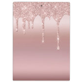 滴下グリッターバラ金ゴールド パーソナライズされた クリップボード (裏面)