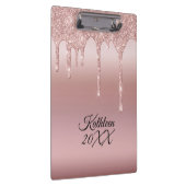 滴下グリッターバラ金ゴールド パーソナライズされた クリップボード (右)