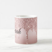 滴下グリッターバラ金ゴールド パーソナライズされた コーヒーマグカップ (中央)