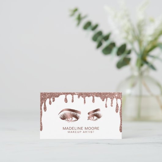 滴下グリッターメイクアップアーティストアイブラッシュ 名刺 (スタンド正面)