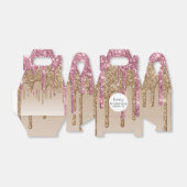 滴下グリッターSweet16バラ金ゴールドピンク16位パーティー フェイバーボックス (折り畳みなし)