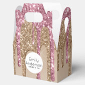 滴下グリッターSweet16バラ金ゴールドピンク16位パーティー フェイバーボックス (オープン)