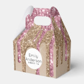 滴下グリッターSweet16バラ金ゴールドピンク16位パーティー フェイバーボックス (正面サイド)