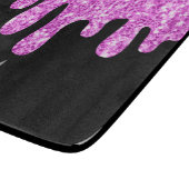 滴下スパークルグリッターピンクブラックモノグラム カッティングボード (角)