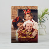 滴下ティンセルメリークリスマスフォトグリーティングフォイ 箔シーズンカード (立ち正面)