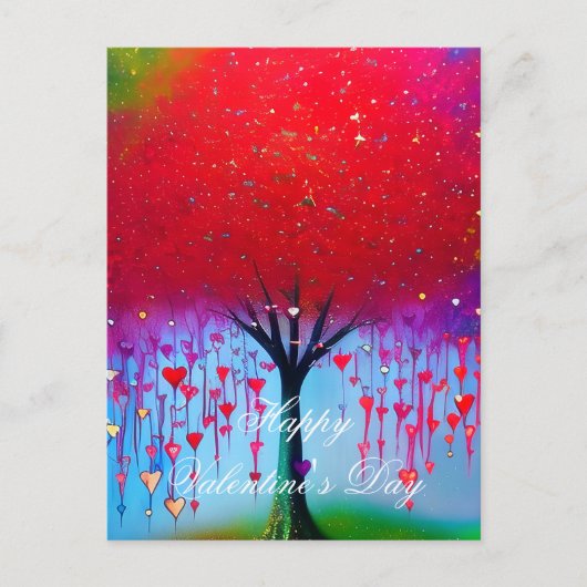 滴下ハートツリーのバレンタイン ポストカード (正面)