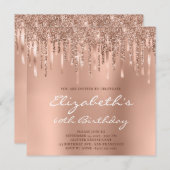 滴下バラ金ゴールドグラデーショングリッター60誕生日 招待状 (正面/裏面)