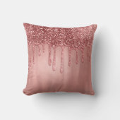 滴下バラ金ゴールドグリッターかわいらしピンクドリップ クッション (正面)