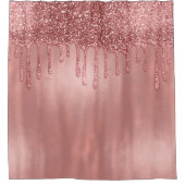 滴下バラ金ゴールドグリッターかわいらしピンクドリップ シャワーカーテン (正面)