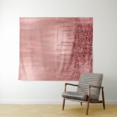 滴下バラ金ゴールドグリッターかわいらしピンクドリップ タペストリー (インサイチュ(横))