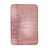 滴下バラ金ゴールドグリッターかわいらしピンクドリップ バスマット (正面縦)