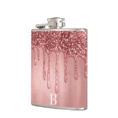 滴下バラ金ゴールドグリッターかわいらしピンクドリップ フラスク (左)