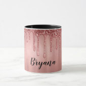 滴下バラ金ゴールドグリッターかわいらしピンクドリップ マグカップ (中央)