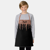 滴下バラ金ゴールドグリッターパーソナライズされたGlam S エプロン (着用した状態)