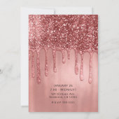 滴下バラ金ゴールドグリッターピンクスウィート16パーティー 招待状 (裏面)