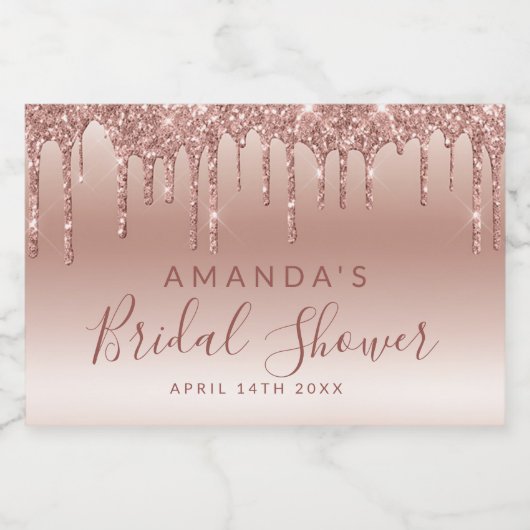 滴下バラ金ゴールドミニワきらめくインラベル スパークリングワインラベル (シングルラベル)