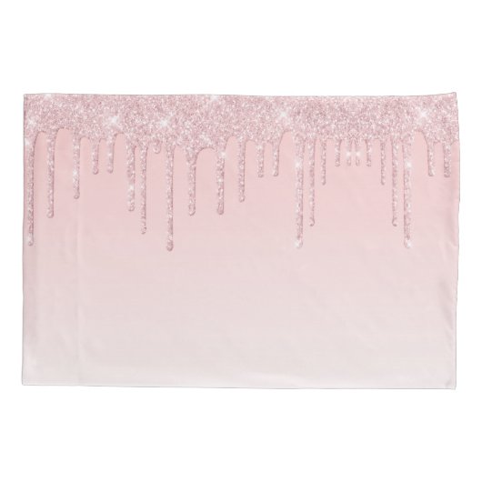 滴下パーソナライズされたグリッターピンクティール（緑がかった色）蝶 枕カバー (裏面)