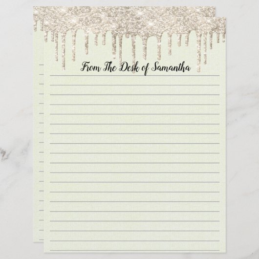 滴下パーソナライズされたグリッターライニング定置物 (正面/裏面)