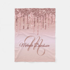 滴下モダンバラ金ゴールドパーソナライズされた名 フリースブランケット