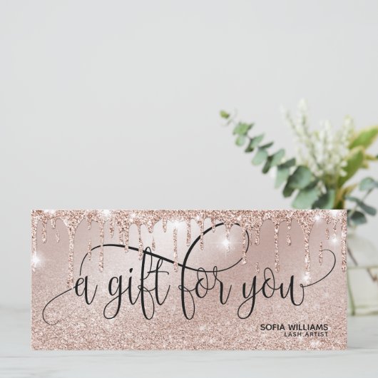 滴下モダンバラ金ゴールド証明書ギフトカード (スタンド正面)