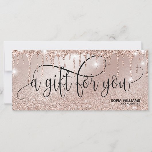 滴下モダンバラ金ゴールド証明書ギフトカード (正面)