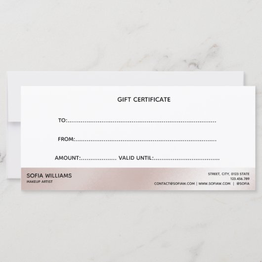 滴下モダンバラ金ゴールド証明書ギフトカード (裏面)