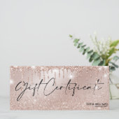 滴下モダンバラ金ゴールド証明書ギフトカード (スタンド正面)