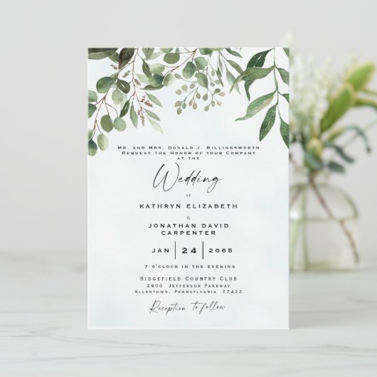 滴下ユーカリエレガントス水結婚色のI 招待状 (スタンド正面)