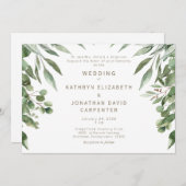 滴下ユーカリモダン金ゴールド結婚文字 招待状 (正面/裏面)