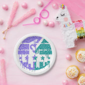 滴下斑点 – カラフル収束 ペーパープレート (パーティー)