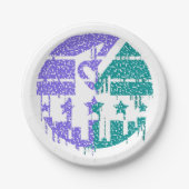 滴下斑点 – カラフル収束 ペーパープレート (正面)