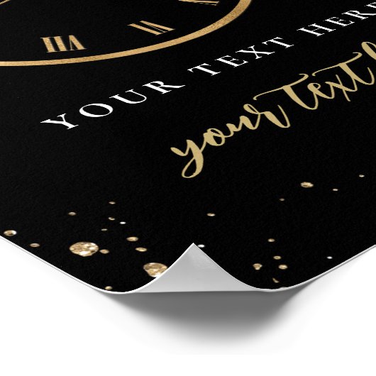 滴下時計の新しい年イブ編集可能な看板 ポスター (角)